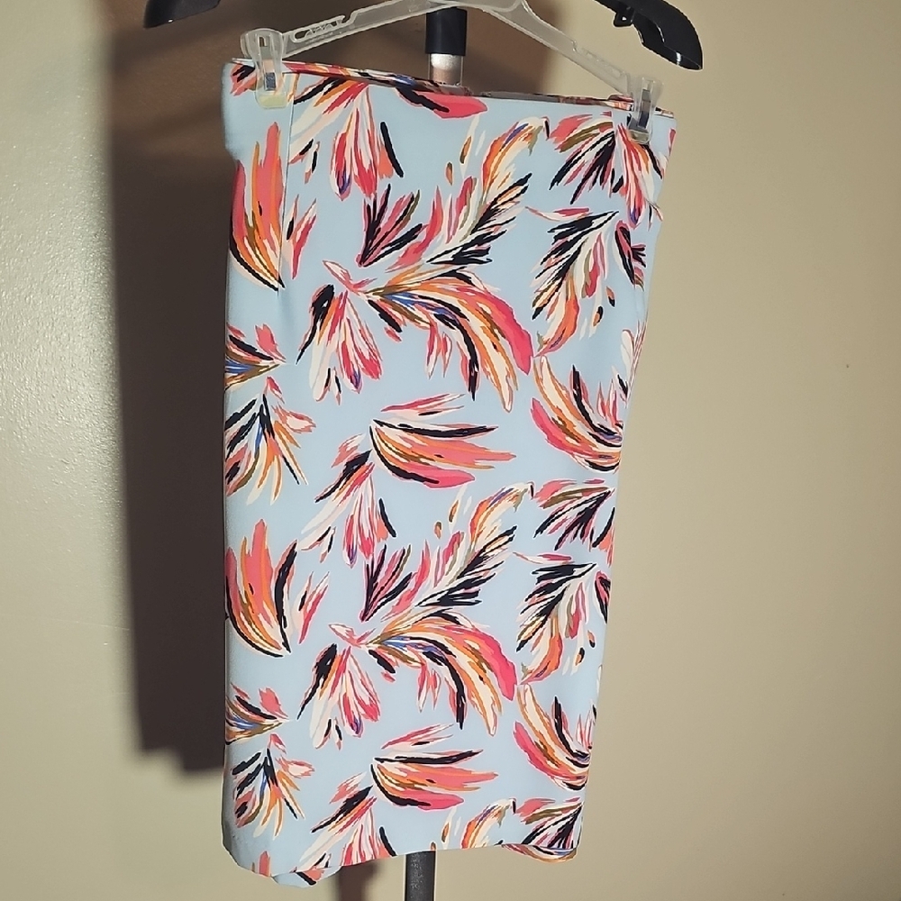 Lane Bryant Pink and Orange Midi Pencil Skirt Resort Wear
